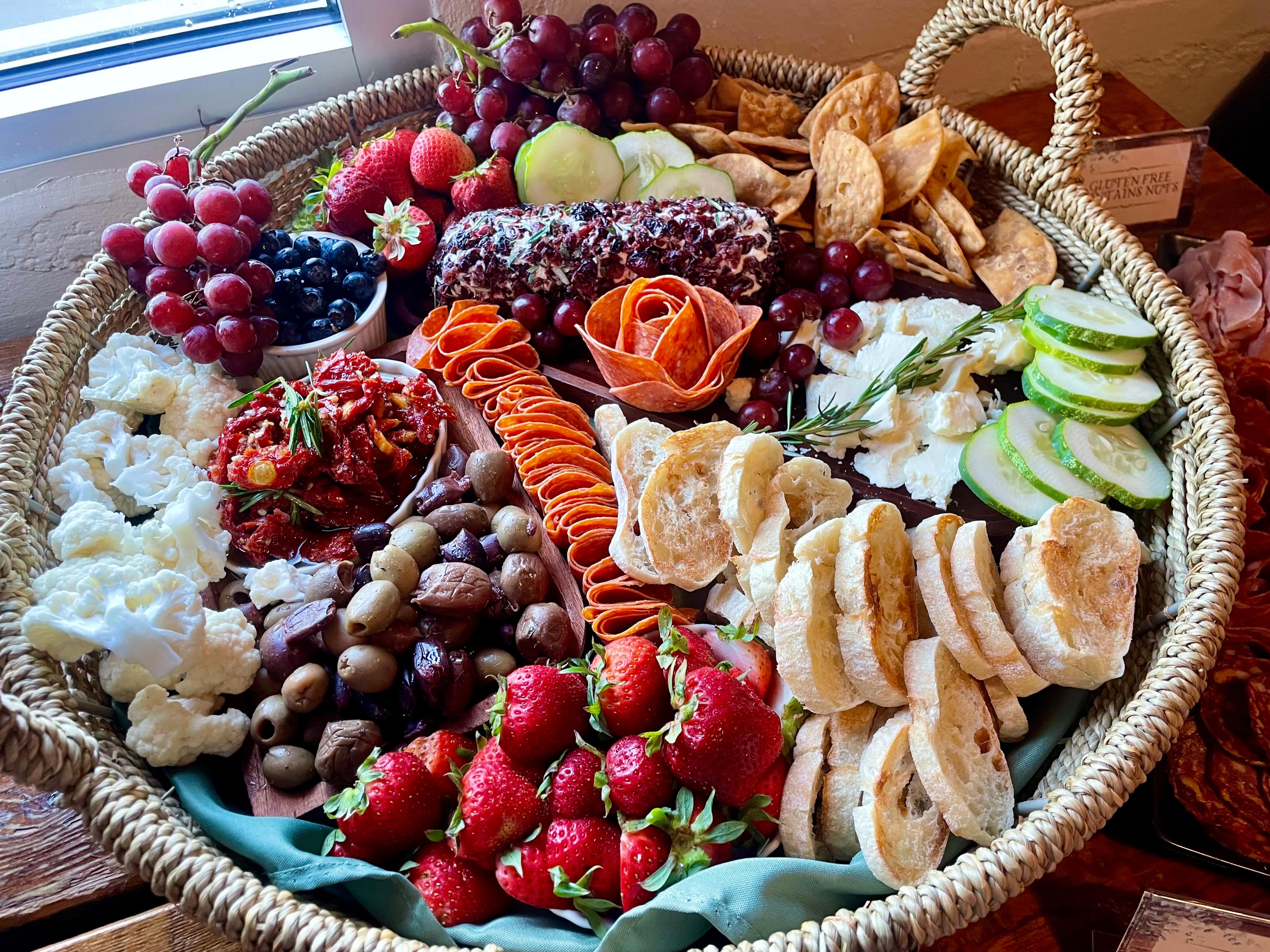 Charcuterie basket catering option at Beach Haus