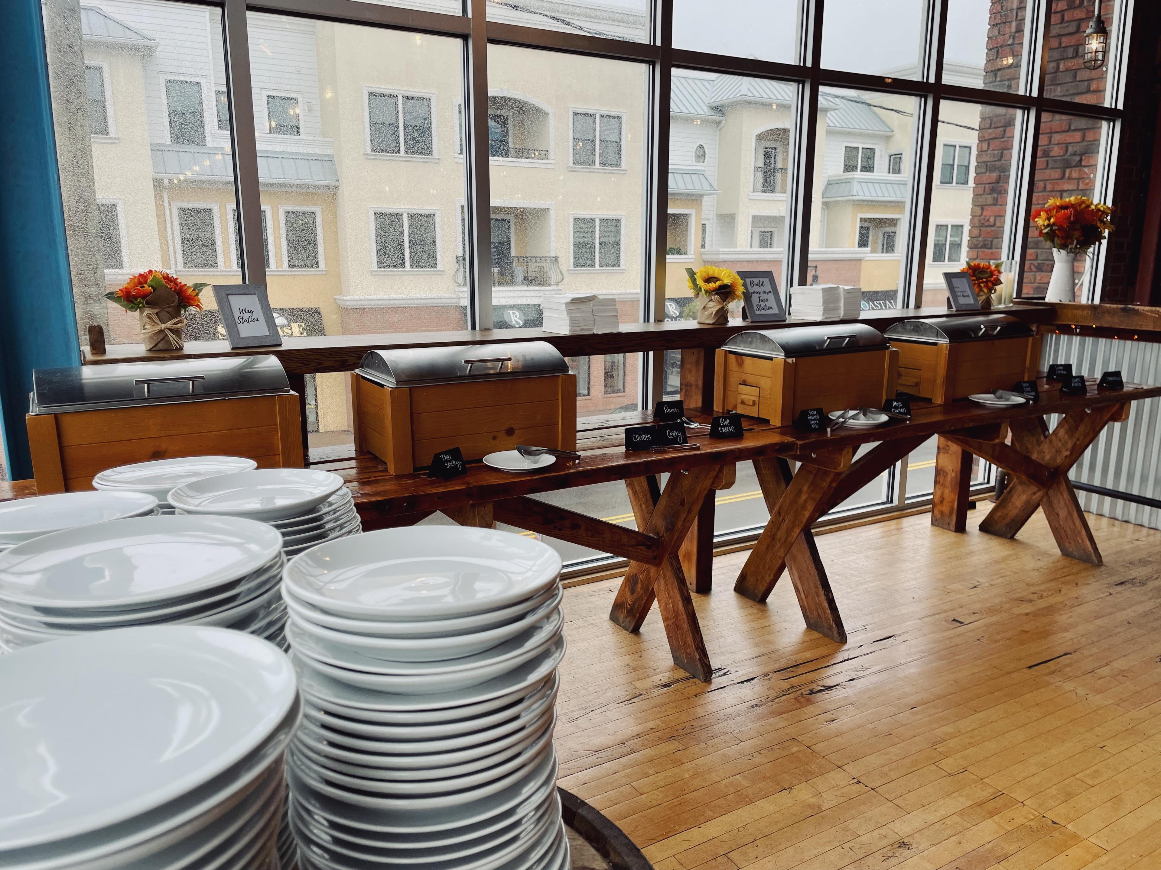Buffet setup for taproom buyout event in Belmar, NJ