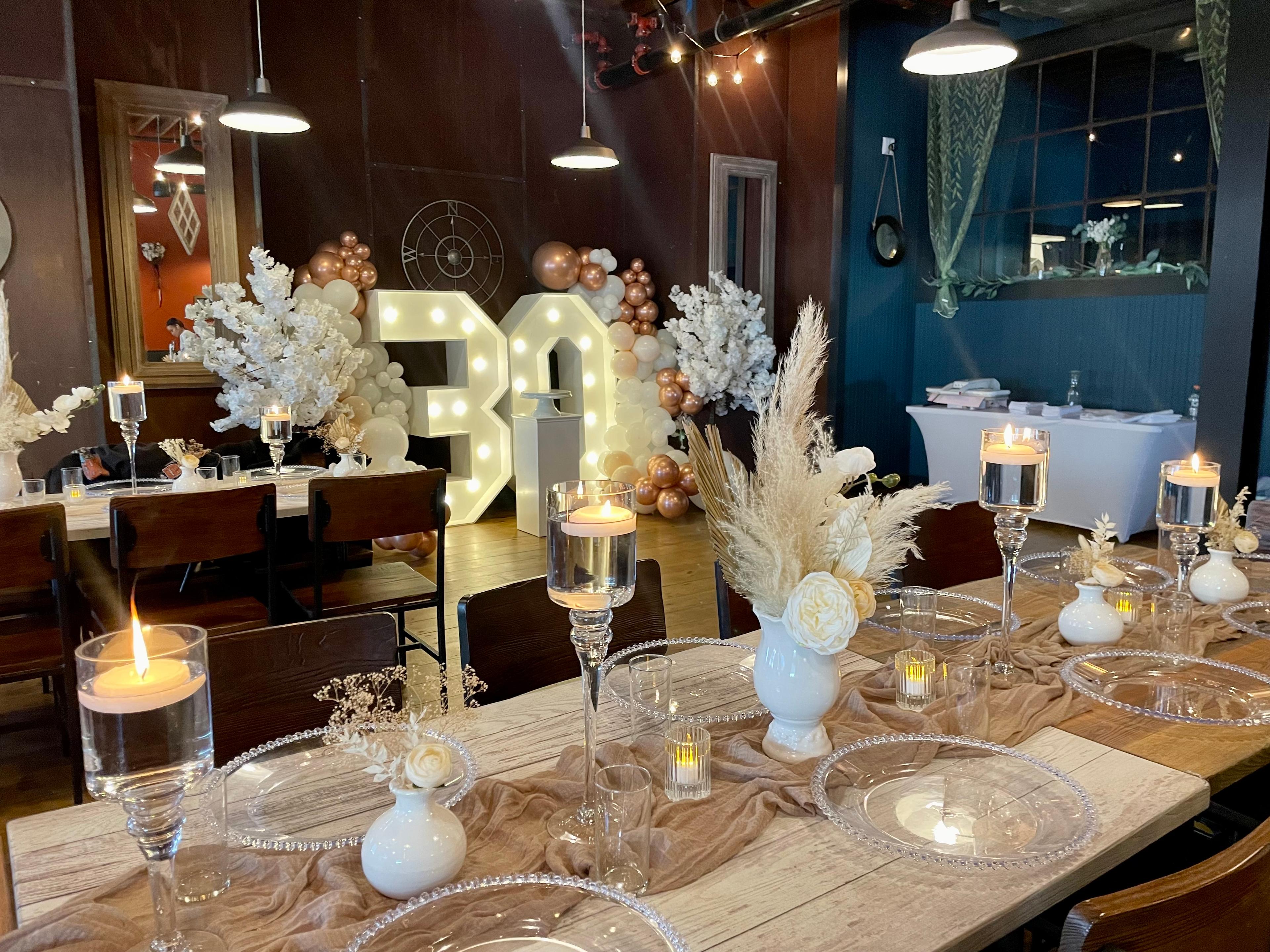 Birthday party dining room at Beach Haus Brewery event space
