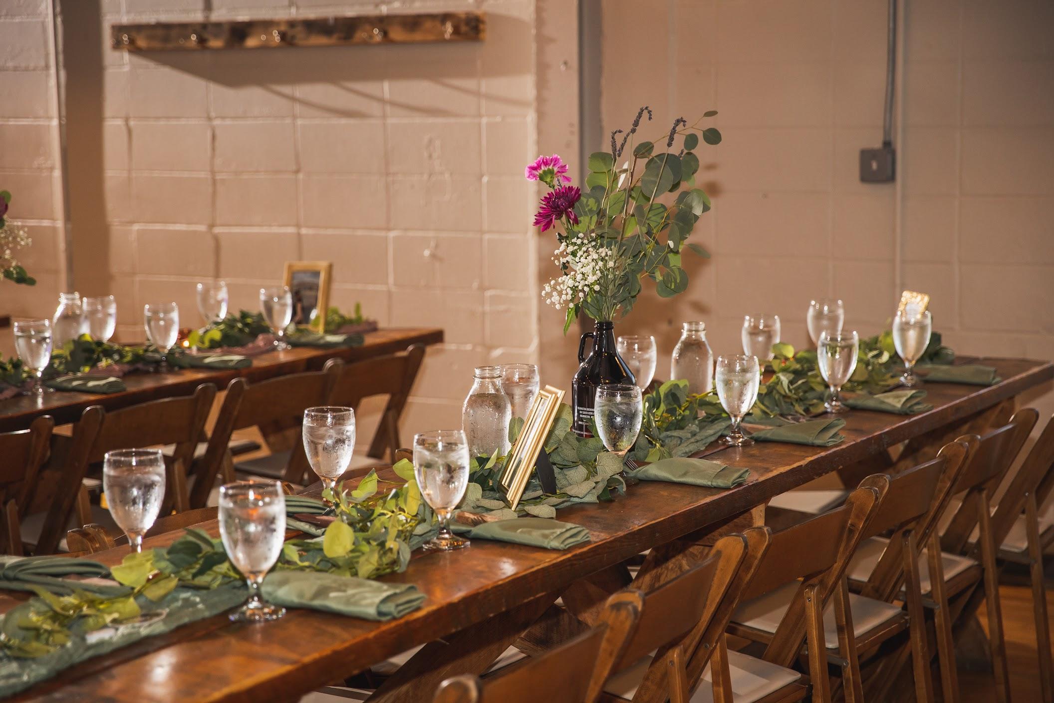 Spacious wedding reception layout at Beach Haus Brewery